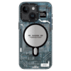 Forro para iPhone 14 y iPhone 13 con diseño Futuristic Circuit Board Blue en color azul de Youngkit, que ofrece protección avanzada y un estilo innovador.