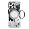 Forro para iPhone 16 Pro Max con diseño Cyberpunk 360° Spin Magnetic Stand en color blanco de Youngkit, que ofrece protección avanzada y un estilo futurista.