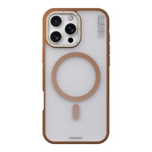 Forro para iPhone 16 Pro Max con diseño Rock Sand Soft Touch Gold de Youngkit, que ofrece elegancia y protección premium con un acabado suave y dorado.