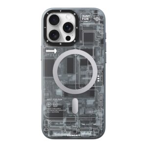 Forro para iPhone 13 Pro Max con diseño Futuristic Circuit Board en tono gris de Youngkit, que ofrece protección avanzada y estilo tecnológico.