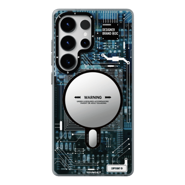 Forro para Samsung S25 Ultra con diseño Futuristic Circuit Board en color azul de Youngkit, con protección avanzada y estilo tecnológico.