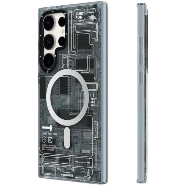 Case Samsung S23 Ultra - Futuristic Circuit Board Grey | Youngkit
