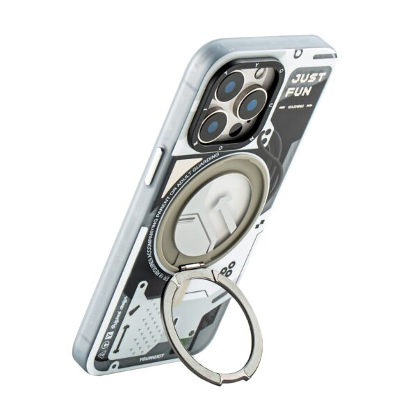 Case iPhone 15 Pro Max - Cyberpunk 360° Spin Magnetic Stand White | Youngkit