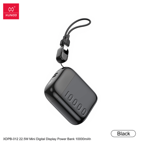 Power Bank 10 000 mAh 22,5 W Mini Display Digital con Cable Integrado | XUNDD XDPB-012