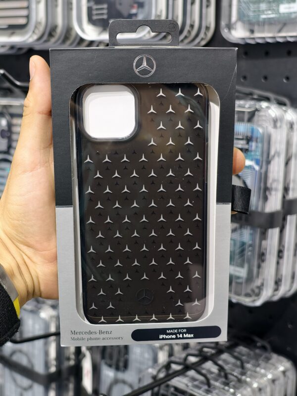 Case iPhone 14 Plus/15 Plus – Doble capa PC/TPU Plateado con Patrón de Estrellas | Mercedes-Benz