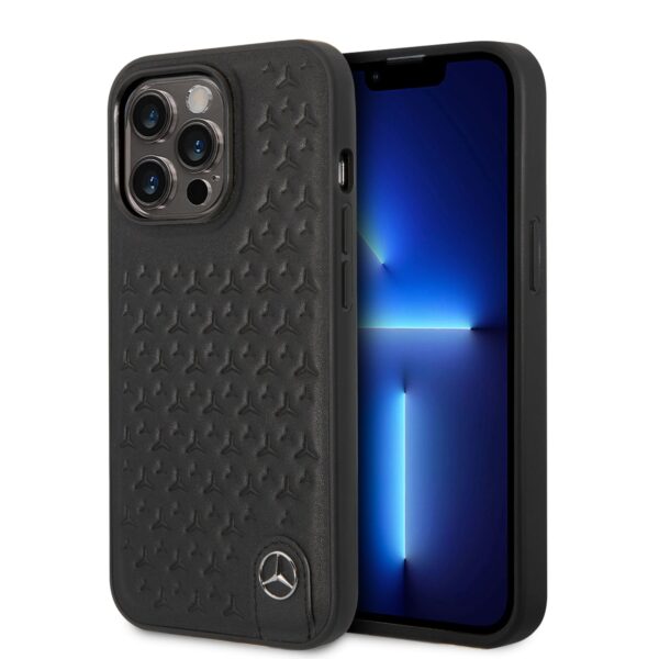 Case iPhone 14 Pro – Piel Negra con Patrón de Estrellas | Mercedes-Benz