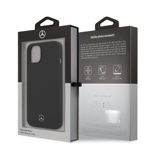 Case iPhone 14 Plus/15 Plus – Silicona Negra con Forro de Microfibra | Mercedes-Benz