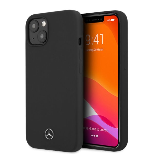 Case iPhone 14 Plus/15 Plus – Silicona Negra con Forro de Microfibra | Mercedes-Benz