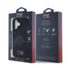 Case iPhone 16 – Leather Meshed Debossed Bull MagSafe (Navy Blue) | Red Bull