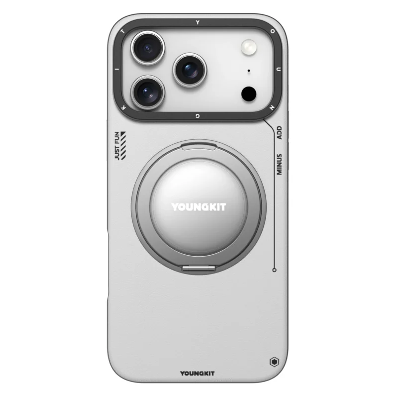 Case iPhone 17 Pro Max – Leather 360º Spin Magnetic Stand White | Youngkit