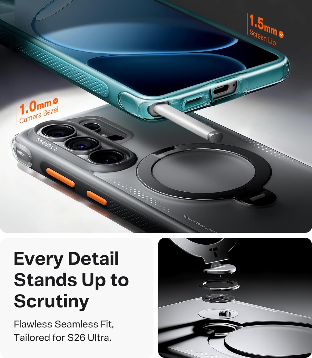 Case Samsung S26 Ultra - Ostand Q3 Air Magsafe Shadow Black 360° | Torras