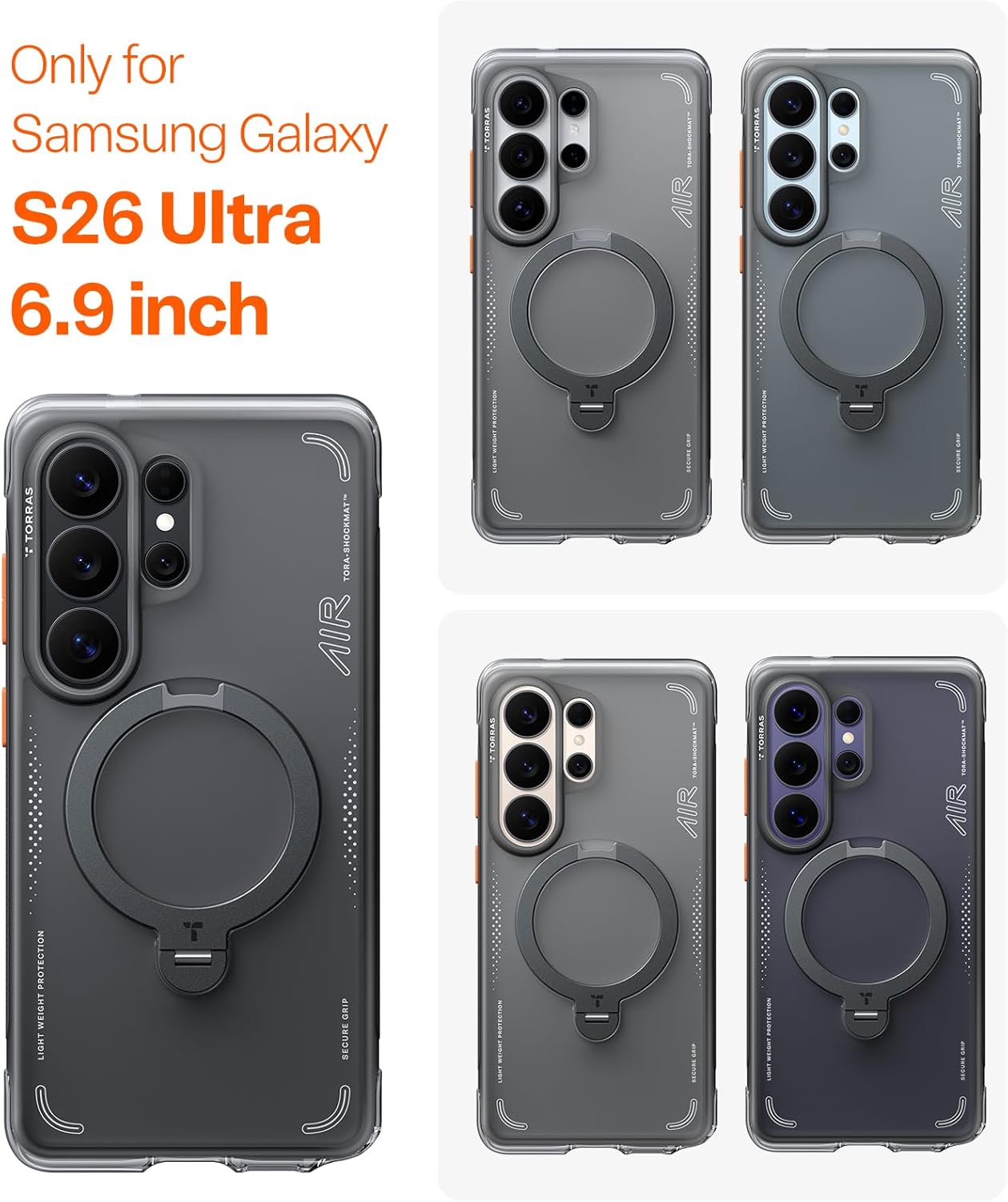 Case Samsung S26 Ultra - Ostand Q3 Air Magsafe Shadow Black 360° | Torras