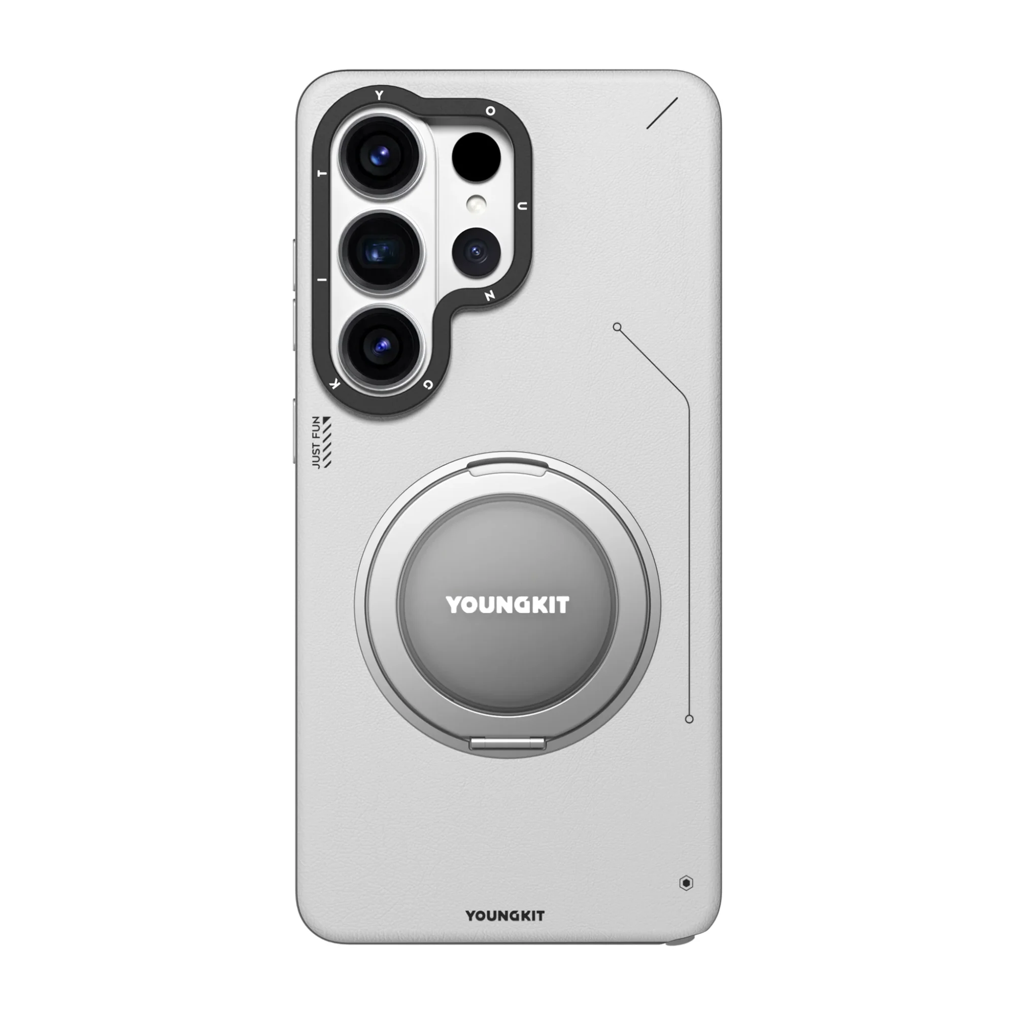 Case Samsung S26 Ultra – Leather 360º Spin Magnetic Stand White | Youngkit