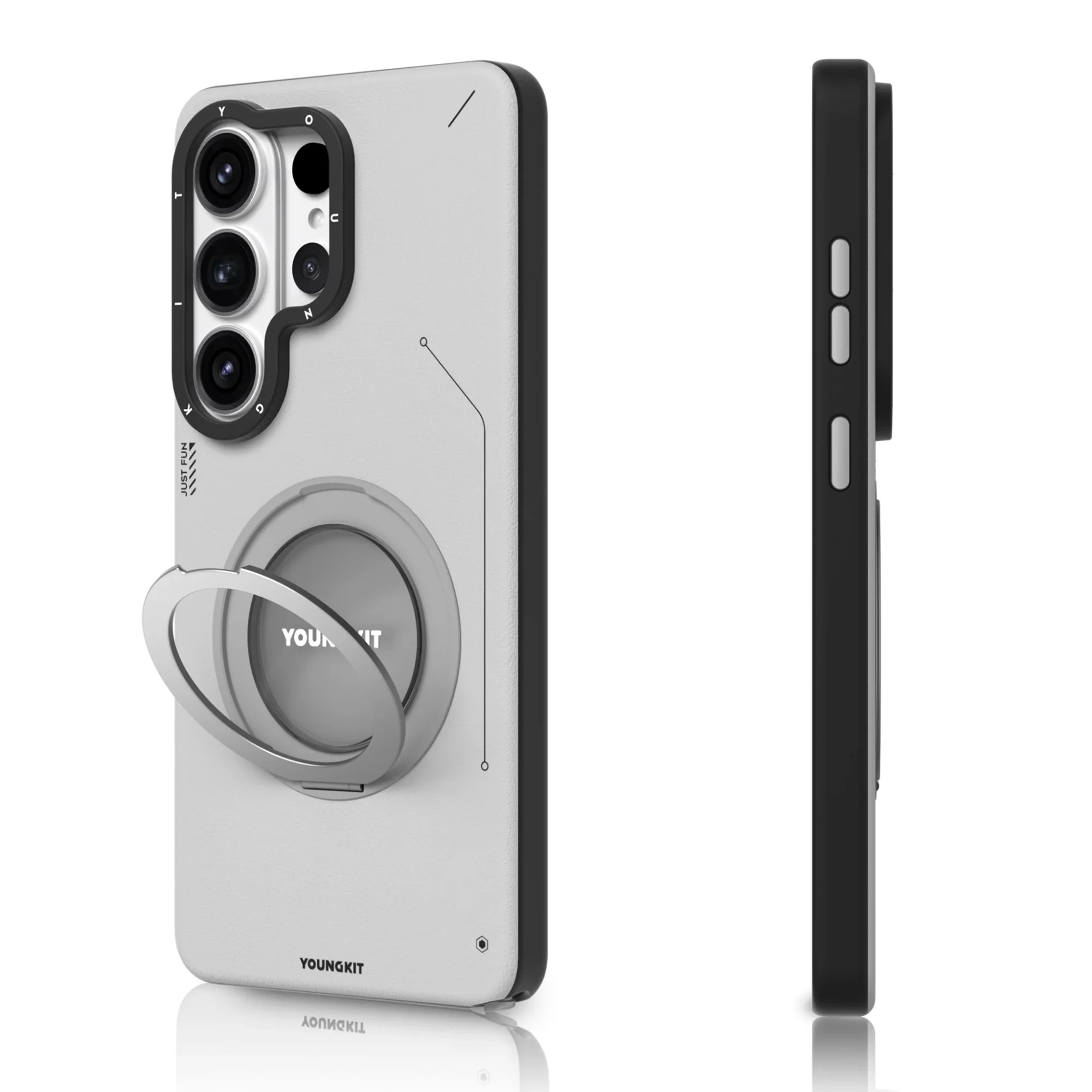Case Samsung S26 Ultra – Leather 360º Spin Magnetic Stand White | Youngkit