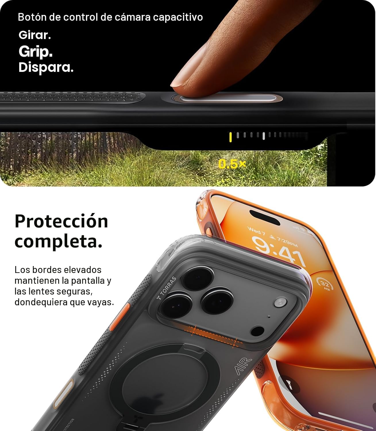 Case iPhone 17 Pro Max - Ostand Q3 Air Magsafe Shadow Black 360° | Torras