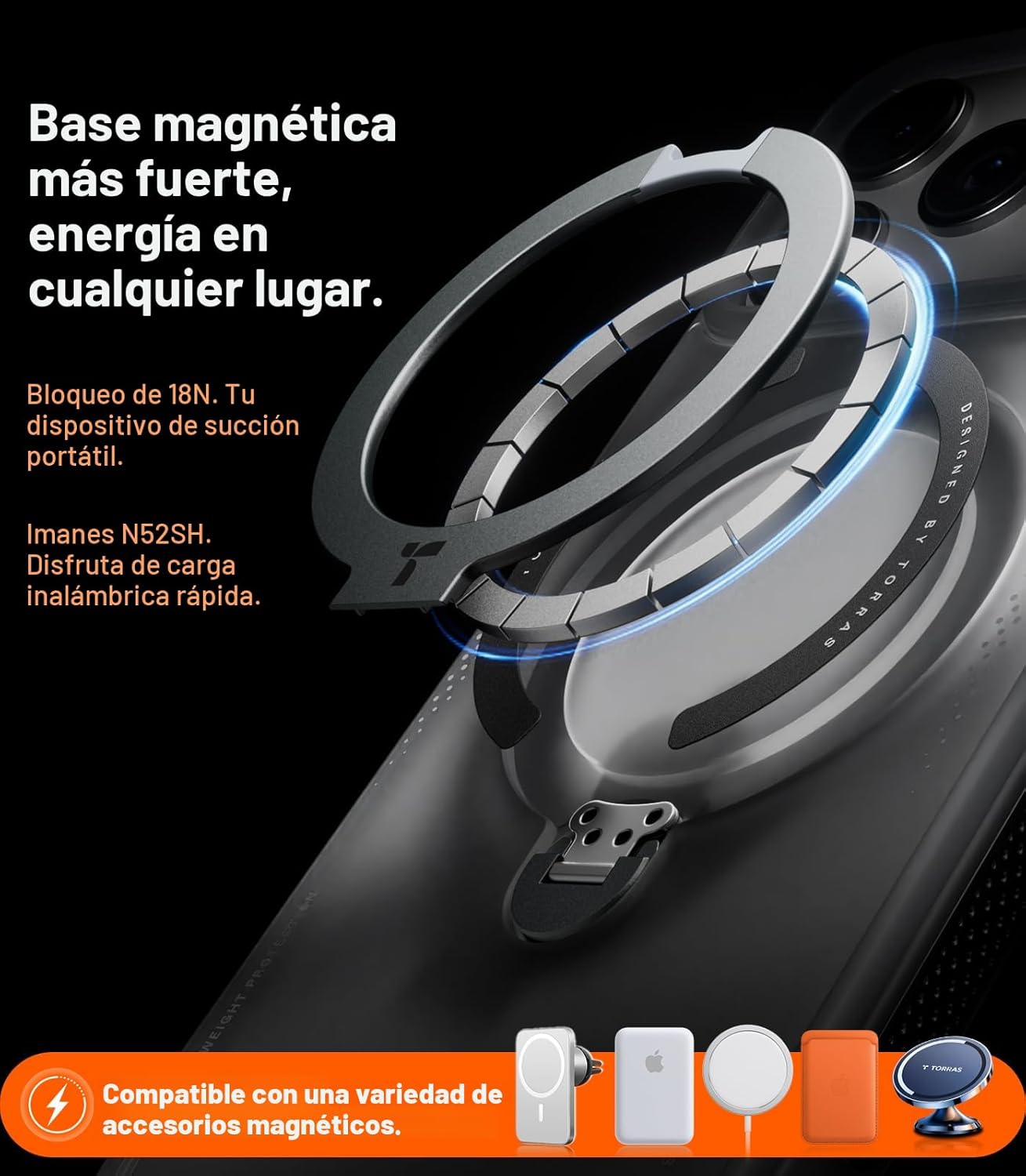 Case iPhone 17 Pro Max - Ostand Q3 Air Magsafe Shadow Black 360° | Torras
