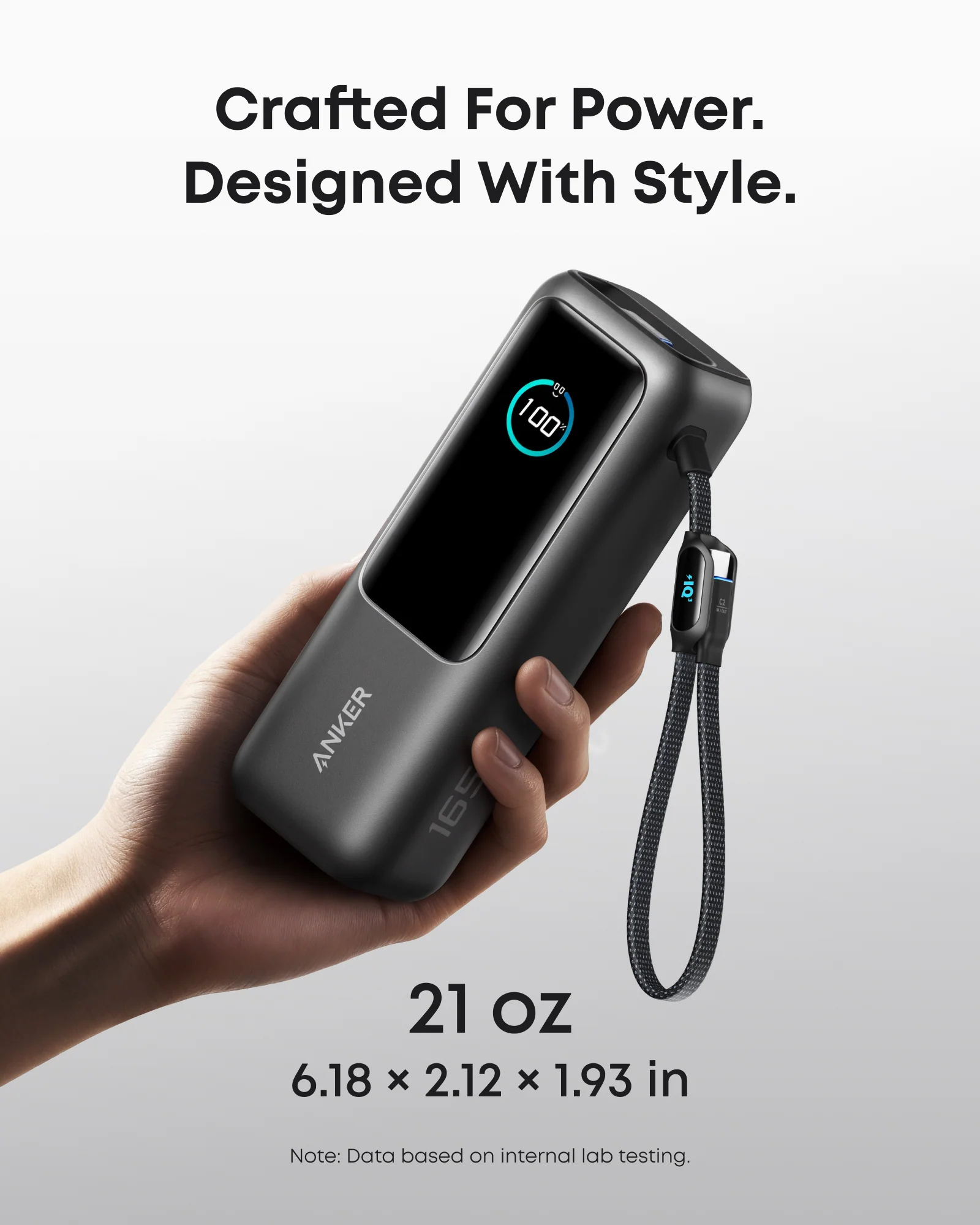 Power Bank 25K – 165W con Cables Integrados y Pantalla Inteligente | ANKER