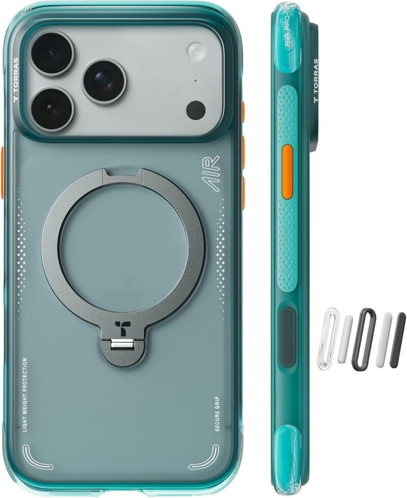 Case iPhone 18 Pro Max 17 Pro Max - Ostand Q3 Air Magsafe Green 360° | Torras