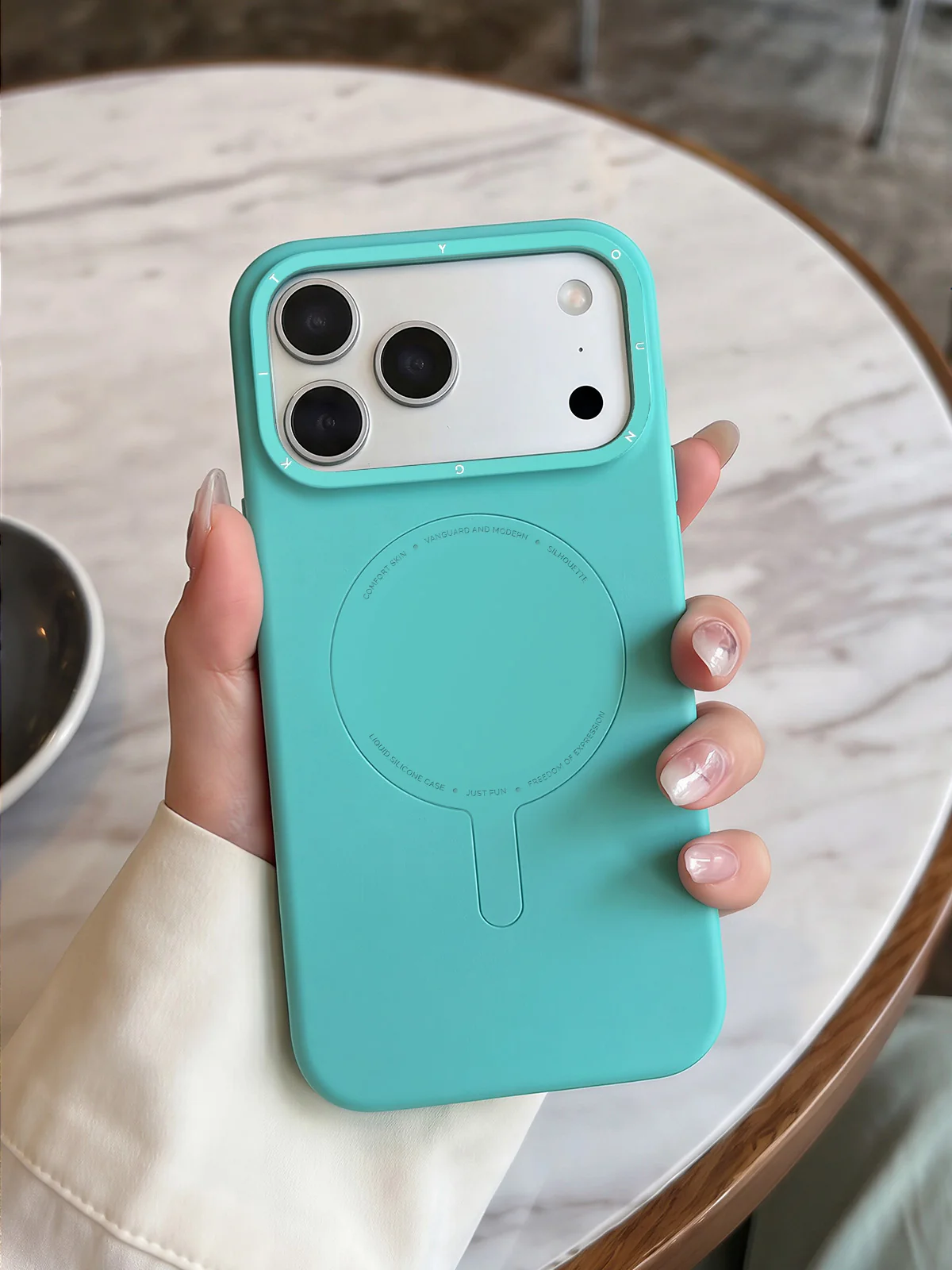 Case iPhone 18 Pro Max 17 Pro Max - Morandi Silicone Case Mint Blue | Youngkit