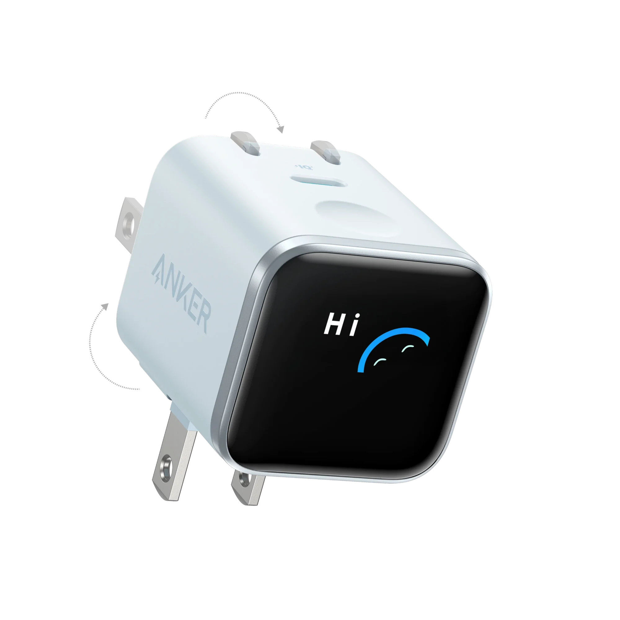 CARGADOR-45W-ANKER-NANO-BLUE Cargador 45W USB-C Nano Charger Smart Display – Misty Blue | ANKER