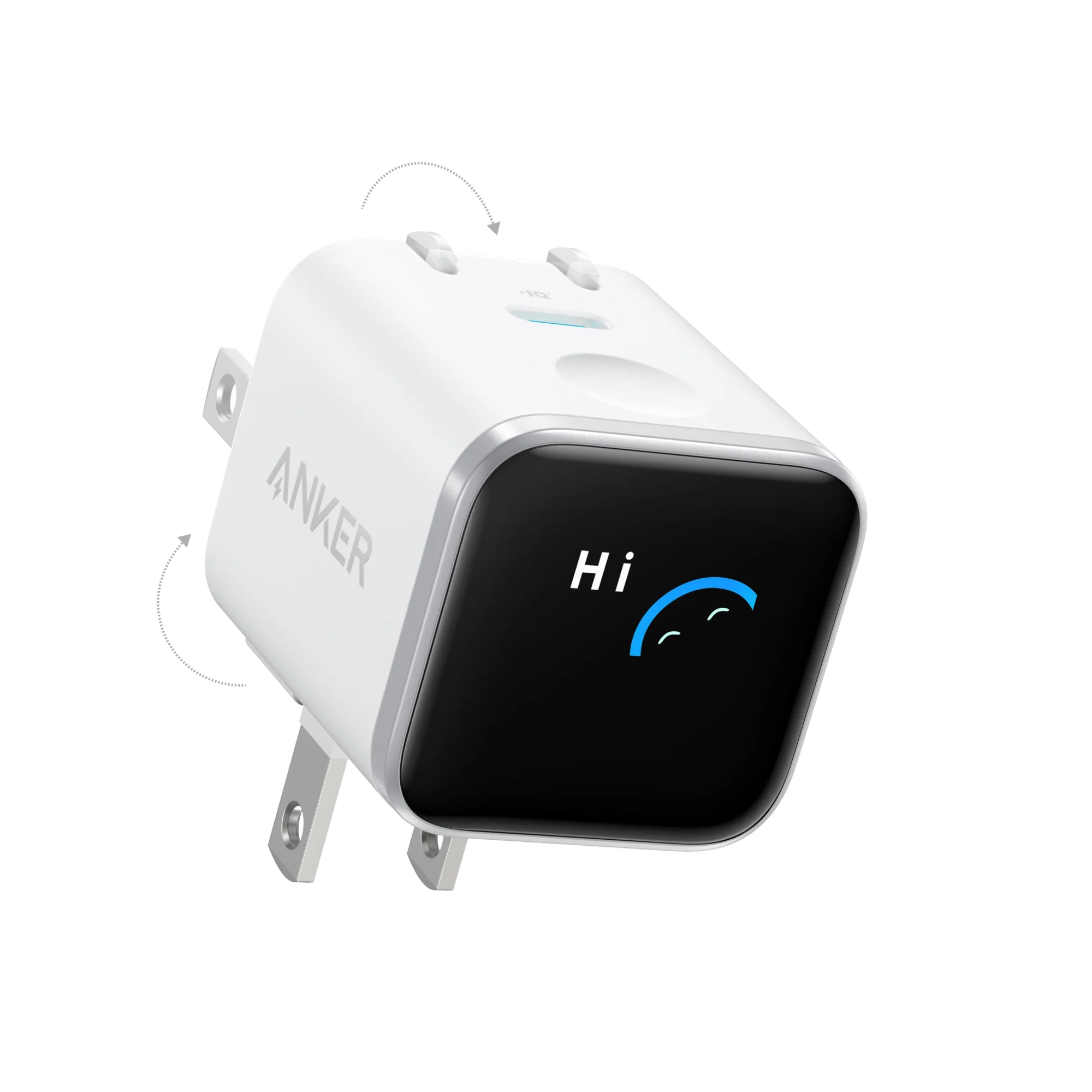 CARGADOR-45W-ANKER-NANO-WHITE Cargador 45W USB-C Nano Charger Smart Display – Aurora White | ANKER