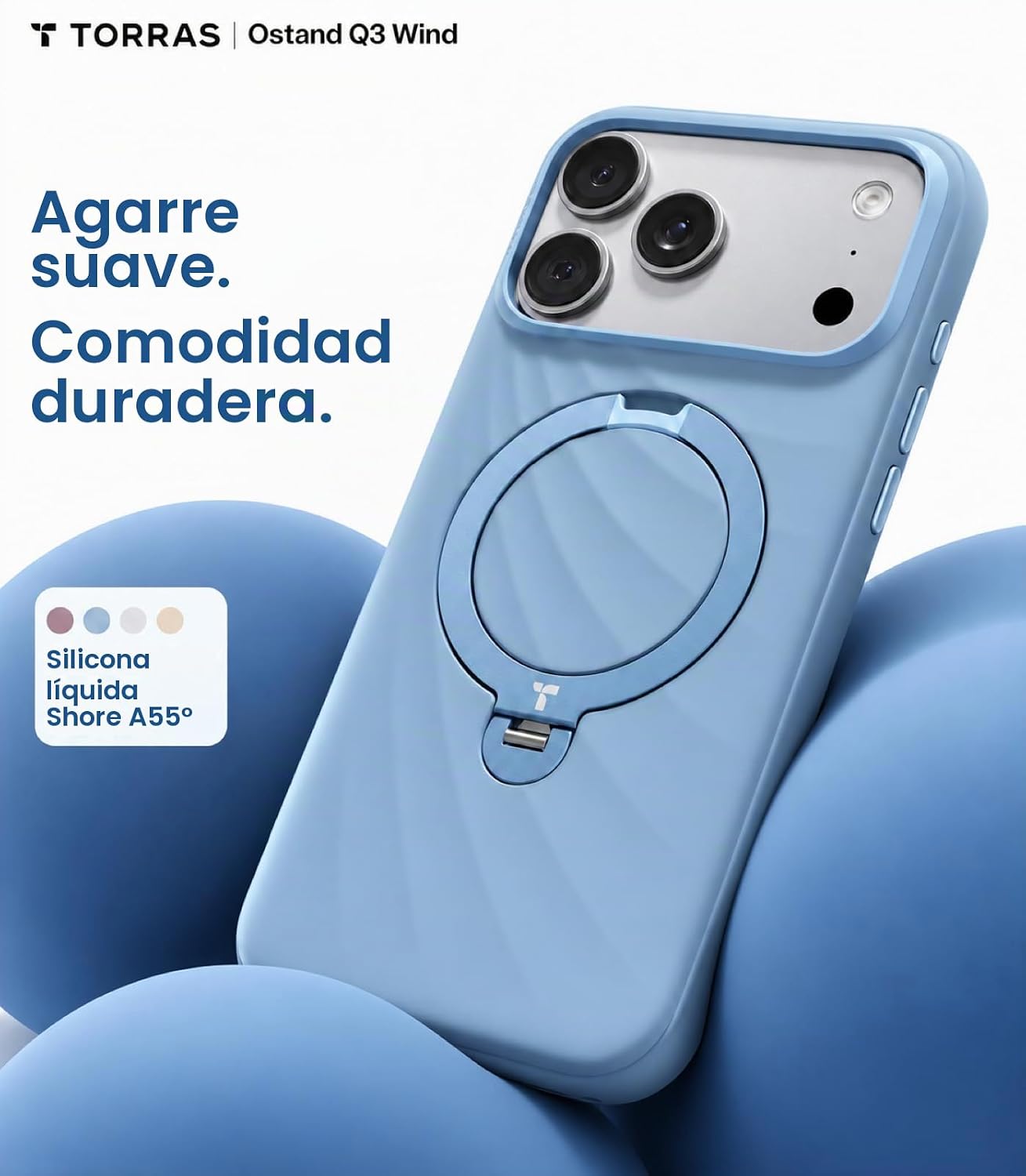 CASE-IPHONE-18-PRO-MAX-TORRAS-Q3-WIND-BLUE2 Case iPhone 18 Pro Max 17 Pro Max - Ostand Q3 Silicone Wind Limited Magsafe Frost Harbour | Torras