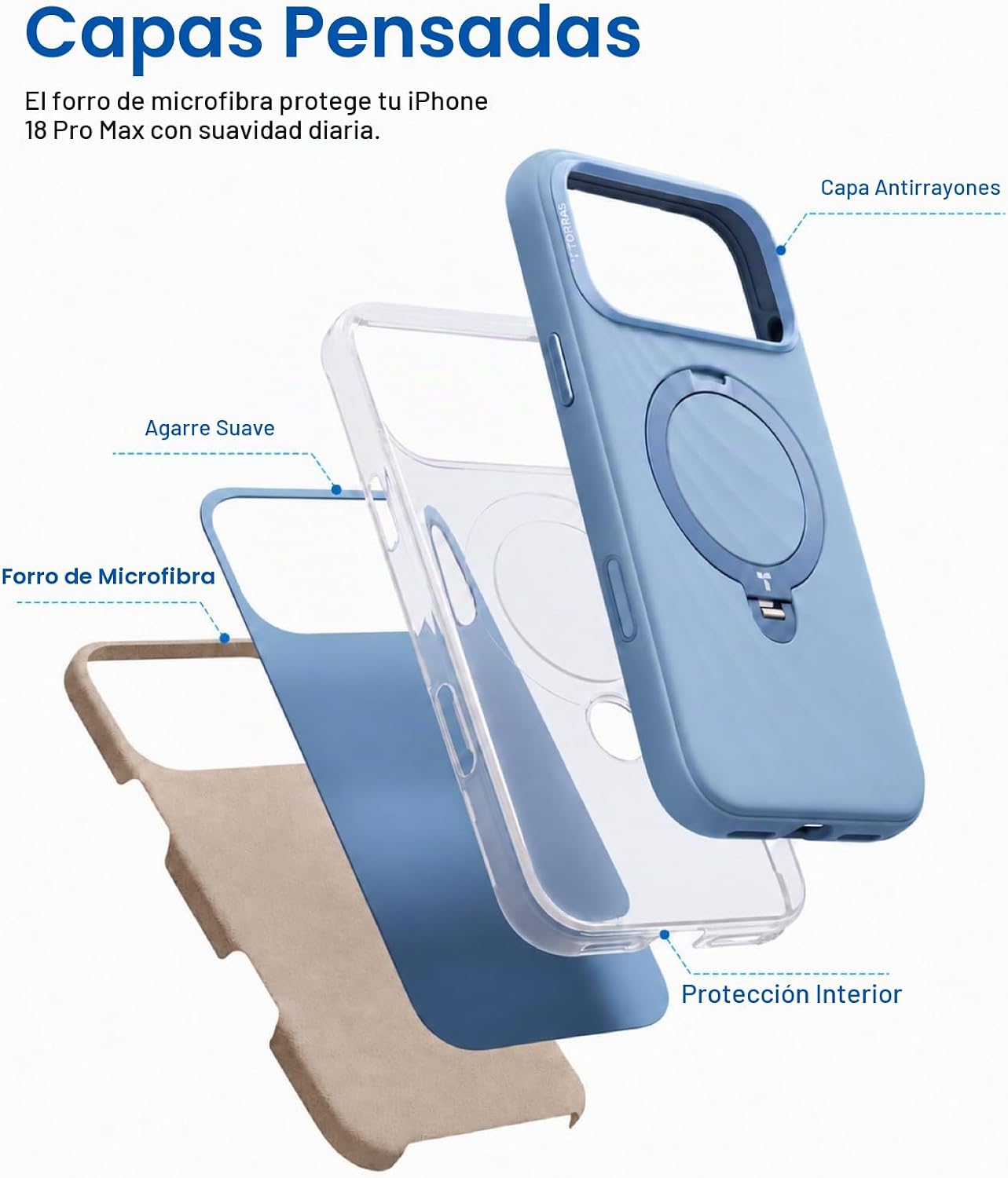 CASE-IPHONE-18-PRO-MAX-TORRAS-Q3-WIND-BLUE3 Case iPhone 18 Pro Max 17 Pro Max - Ostand Q3 Silicone Wind Limited Magsafe Frost Harbour | Torras