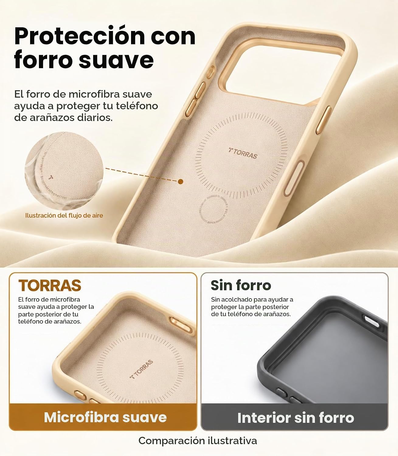 CASE-IPHONE-18-PRO-MAX-TORRAS-Q3-WIND-CREAM3 Case iPhone 18 Pro Max 17 Pro Max - Ostand Q3 Silicone Wind Limited Magsafe Cream Apricot | Torras