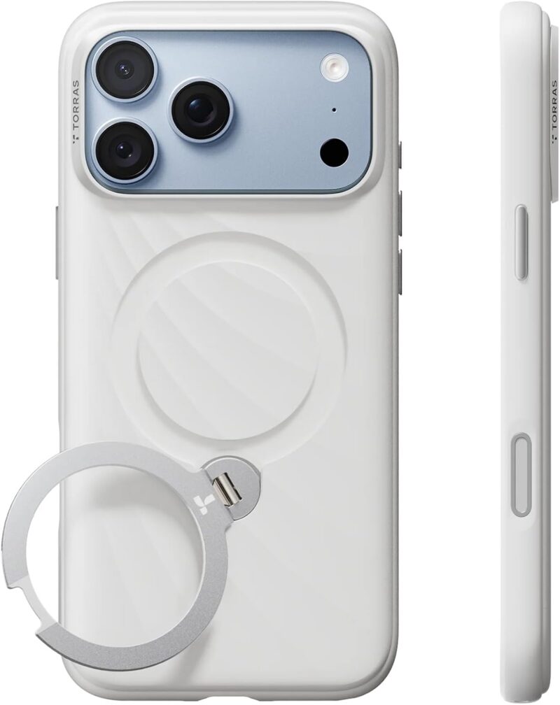 Case iPhone 18 Pro Max 17 Pro Max - Ostand Q3 Silicone Wind Limited Magsafe Pearl White | Torras