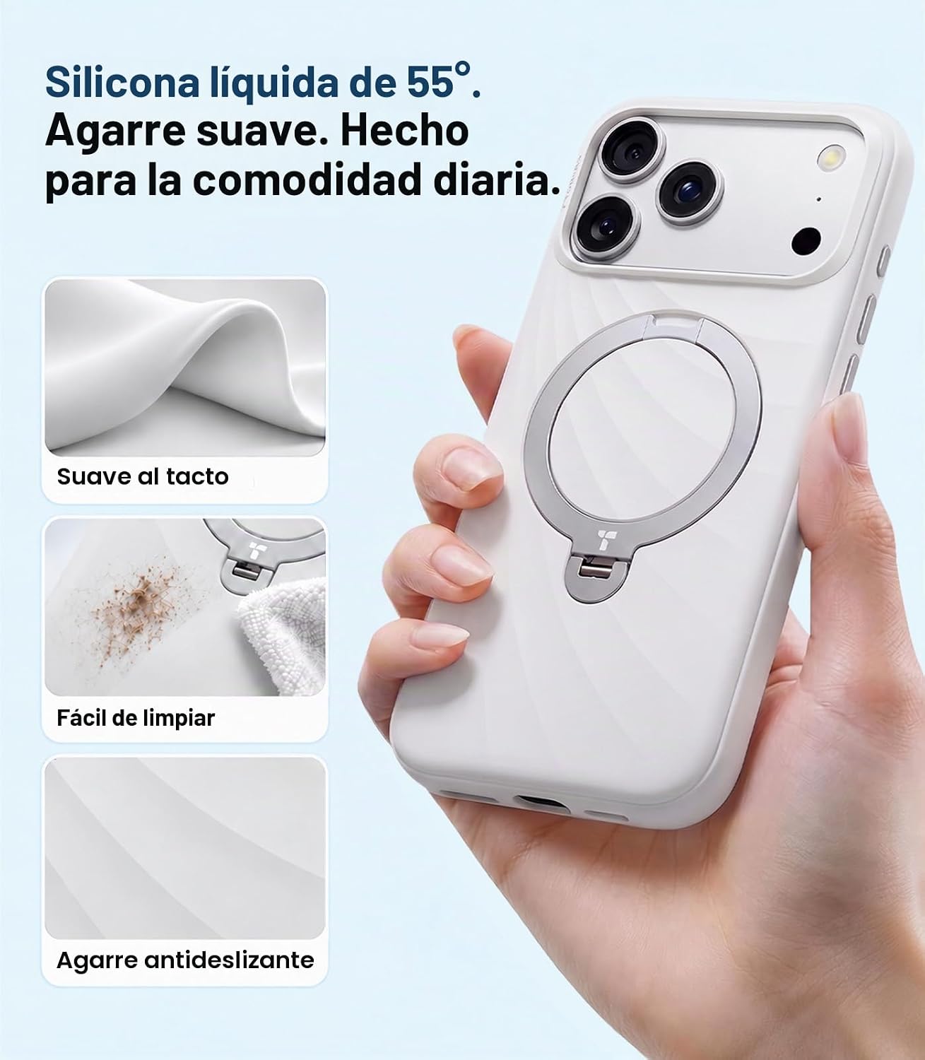 CASE-IPHONE-18-PRO-MAX-TORRAS-Q3-WIND-WHITE2 Case iPhone 18 Pro Max 17 Pro Max - Ostand Q3 Silicone Wind Limited Magsafe Pearl White | Torras
