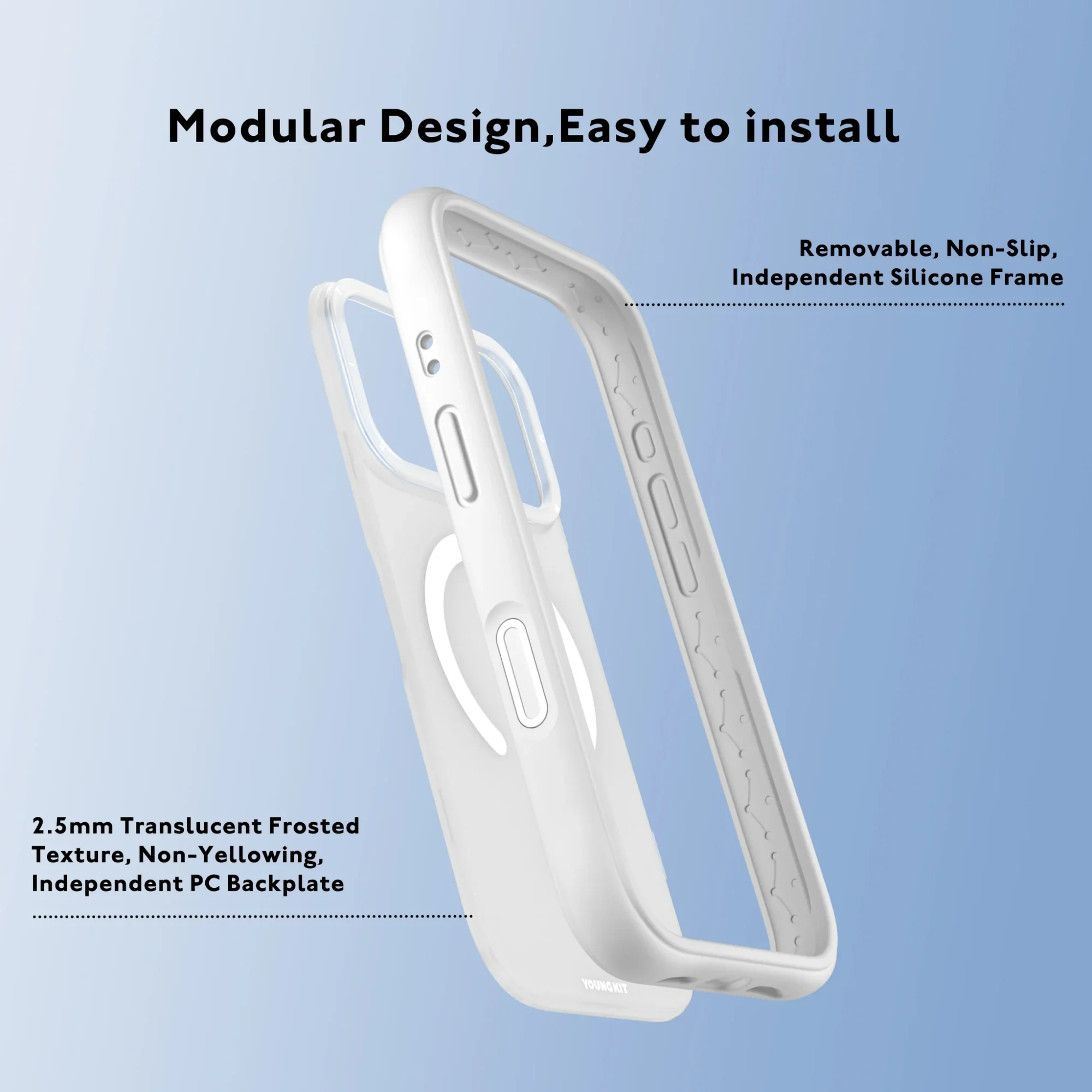 Case iPhone 18 Pro Max 17 Pro Max - Removable Macarons Silicone White | Youngkit